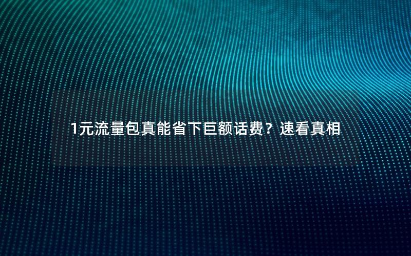 1元流量包真能省下巨额话费？速看真相