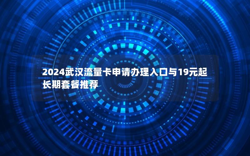 2024武汉流量卡申请办理入口与19元起长期套餐推荐