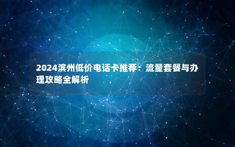 2024滨州低价电话卡推荐：流量套餐与办理攻略全解析