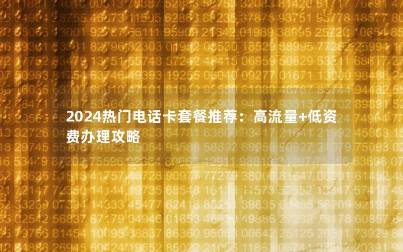 2024热门电话卡套餐推荐：高流量+低资费办理攻略