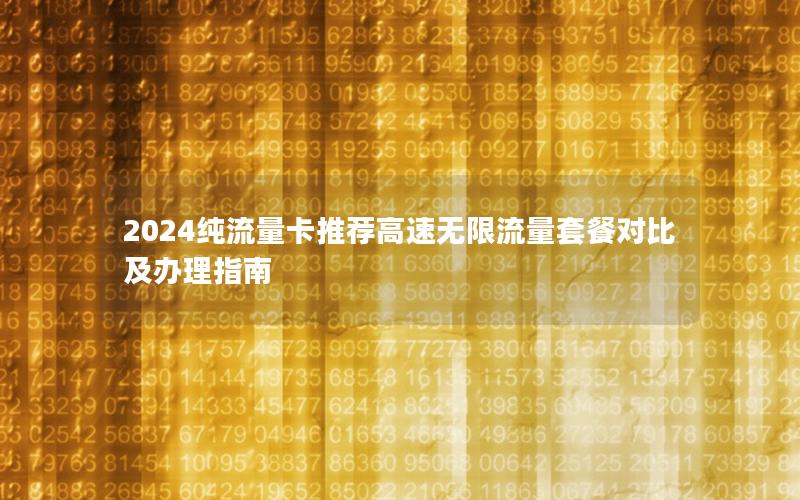 2024纯流量卡推荐高速无限流量套餐对比及办理指南