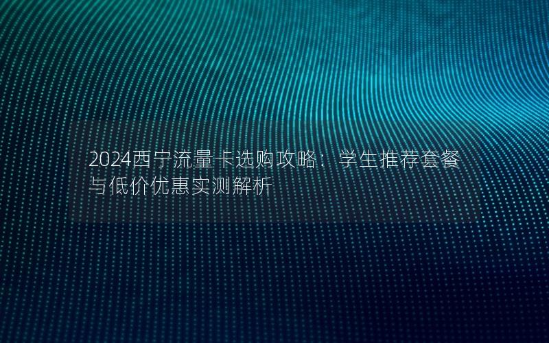 2024西宁流量卡选购攻略：学生推荐套餐与低价优惠实测解析