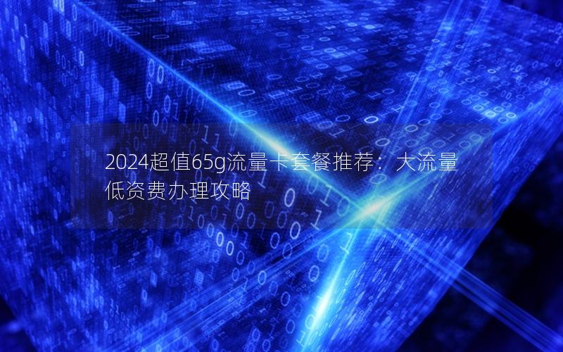 2024超值65g流量卡套餐推荐：大流量低资费办理攻略