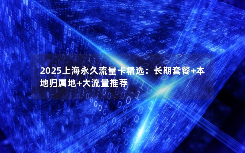 2025上海永久流量卡精选：长期套餐+本地归属地+大流量推荐