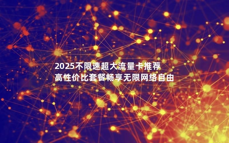 2025不限速超大流量卡推荐  高性价比套餐畅享无限网络自由