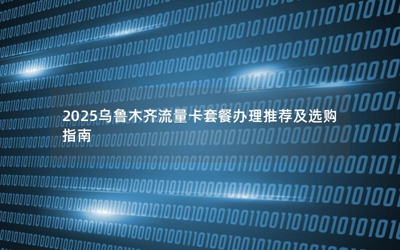 2025乌鲁木齐流量卡套餐办理推荐及选购指南