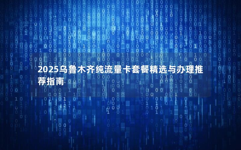 2025乌鲁木齐纯流量卡套餐精选与办理推荐指南