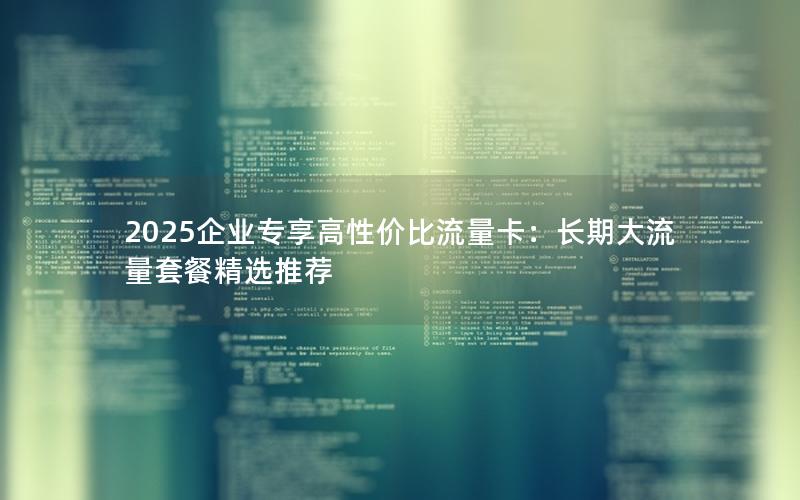 2025企业专享高性价比流量卡：长期大流量套餐精选推荐