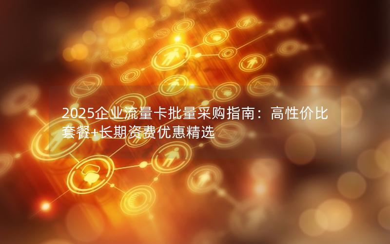 2025企业流量卡批量采购指南：高性价比套餐+长期资费优惠精选