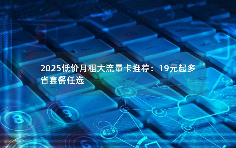 2025低价月租大流量卡推荐：19元起多省套餐任选