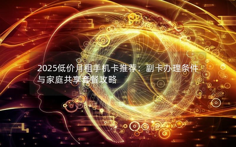 2025低价月租手机卡推荐：副卡办理条件与家庭共享套餐攻略
