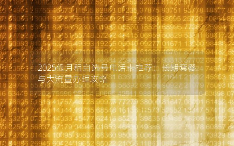 2025低月租自选号电话卡推荐：长期套餐与大流量办理攻略