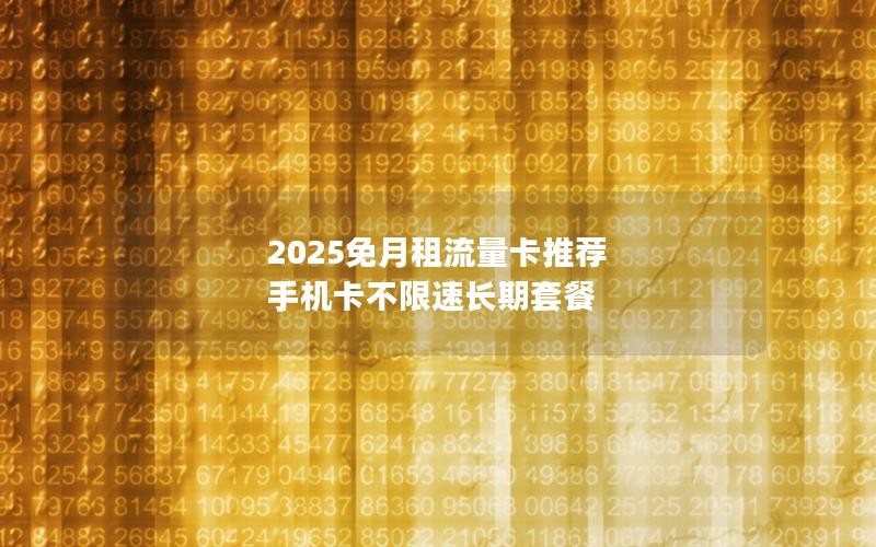 2025免月租流量卡推荐 手机卡不限速长期套餐