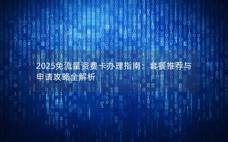 2025免流量资费卡办理指南：套餐推荐与申请攻略全解析