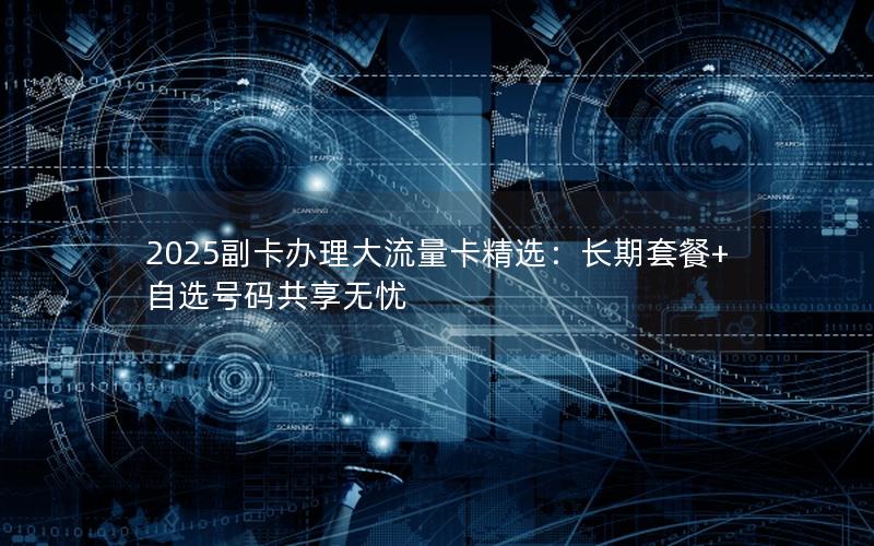 2025副卡办理大流量卡精选：长期套餐+自选号码共享无忧
