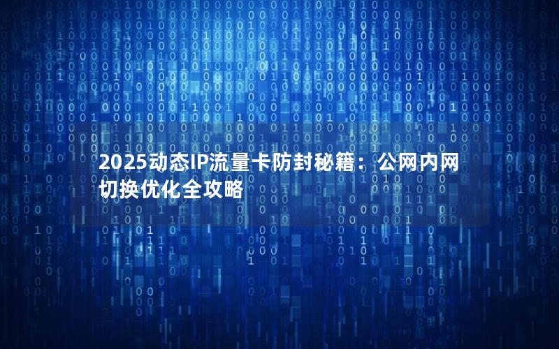 2025动态IP流量卡防封秘籍：公网内网切换优化全攻略