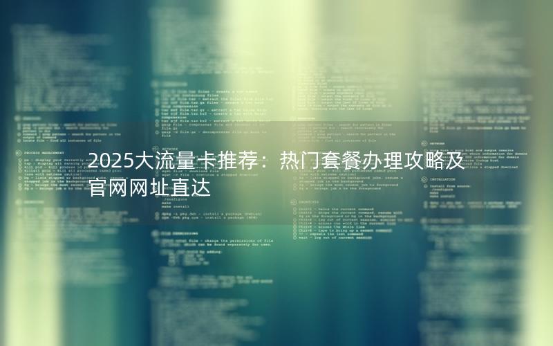 2025大流量卡推荐：热门套餐办理攻略及官网网址直达
