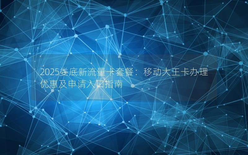 2025娄底新流量卡套餐：移动大王卡办理优惠及申请入口指南