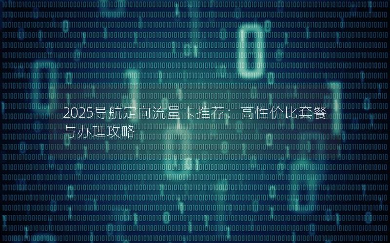 2025导航定向流量卡推荐：高性价比套餐与办理攻略