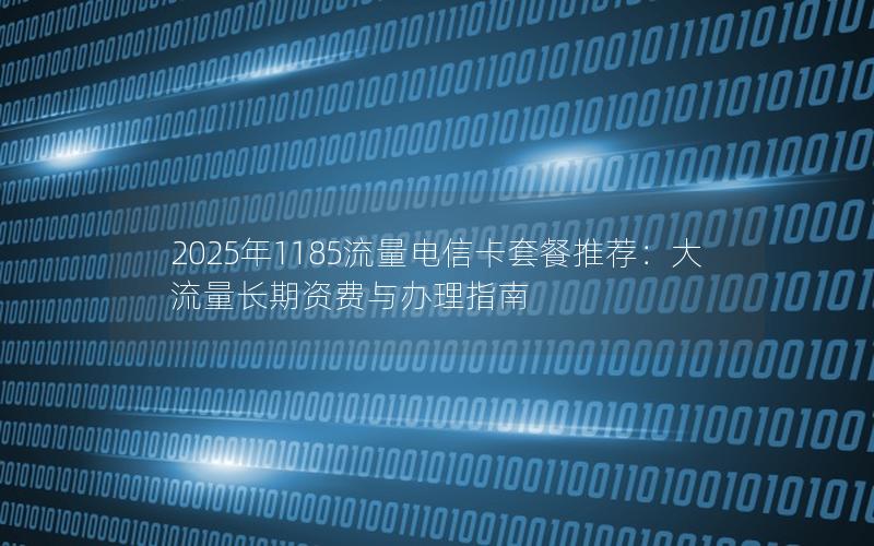 2025年1185流量电信卡套餐推荐：大流量长期资费与办理指南