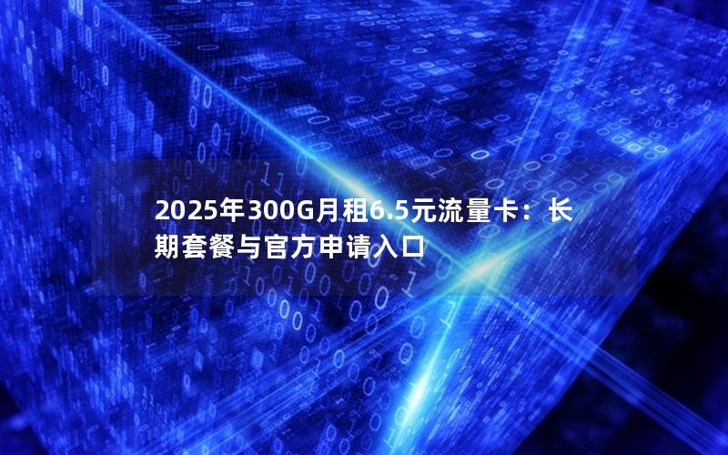2025年300G月租6.5元流量卡：长期套餐与官方申请入口