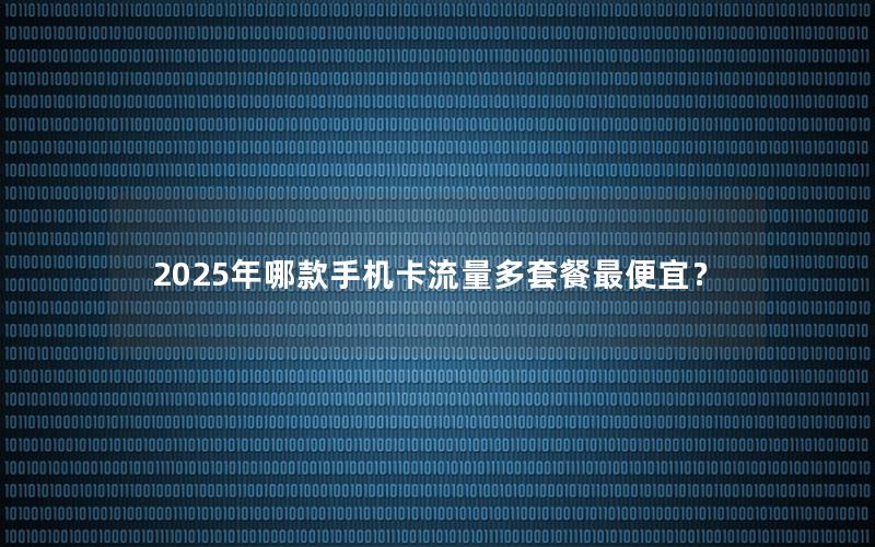 2025年哪款手机卡流量多套餐最便宜？