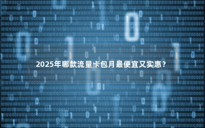 2025年哪款流量卡包月最便宜又实惠？