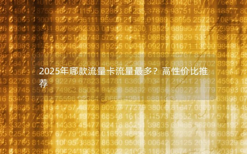 2025年哪款流量卡流量最多？高性价比推荐