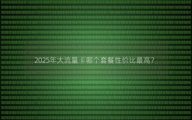 2025年大流量卡哪个套餐性价比最高？