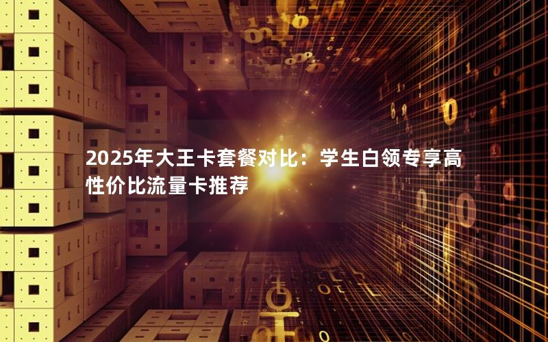 2025年大王卡套餐对比：学生白领专享高性价比流量卡推荐