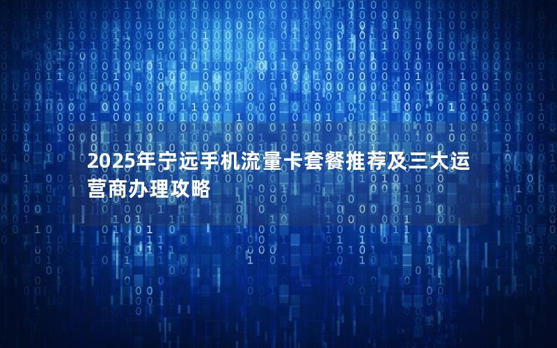 2025年宁远手机流量卡套餐推荐及三大运营商办理攻略