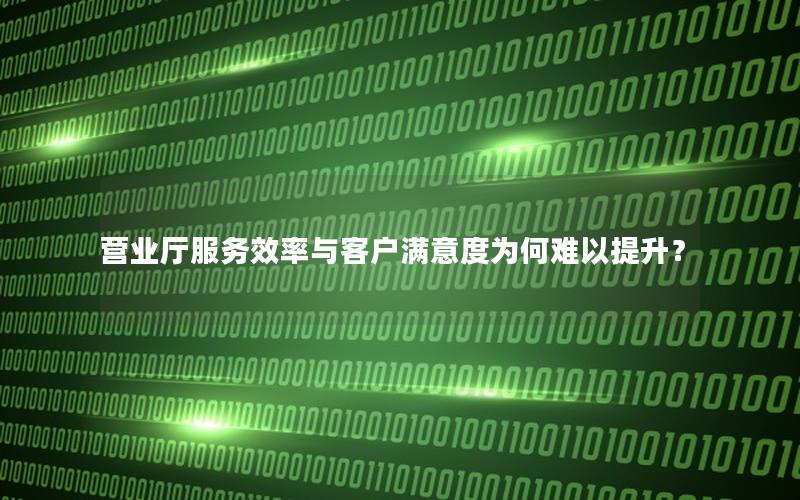 营业厅服务效率与客户满意度为何难以提升？