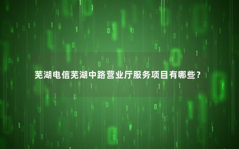芜湖电信芜湖中路营业厅服务项目有哪些？