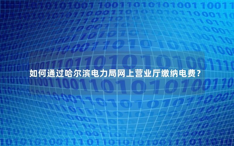 如何通过哈尔滨电力局网上营业厅缴纳电费？