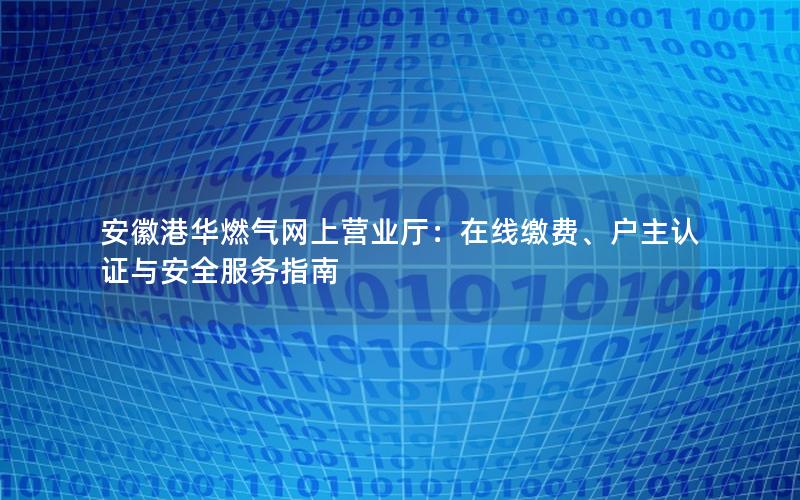 安徽港华燃气网上营业厅：在线缴费、户主认证与安全服务指南