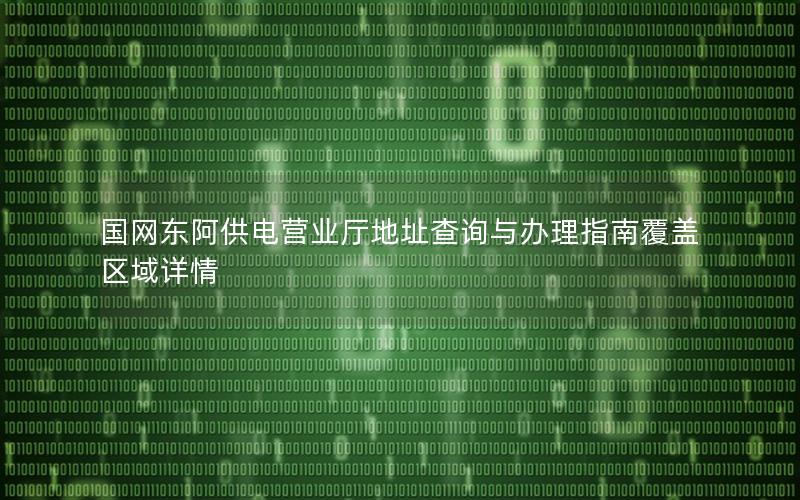 国网东阿供电营业厅地址查询与办理指南覆盖区域详情