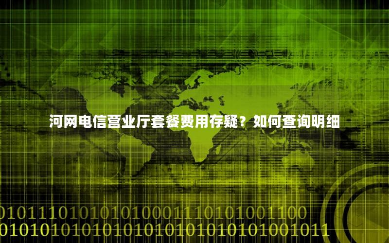河网电信营业厅套餐费用存疑？如何查询明细