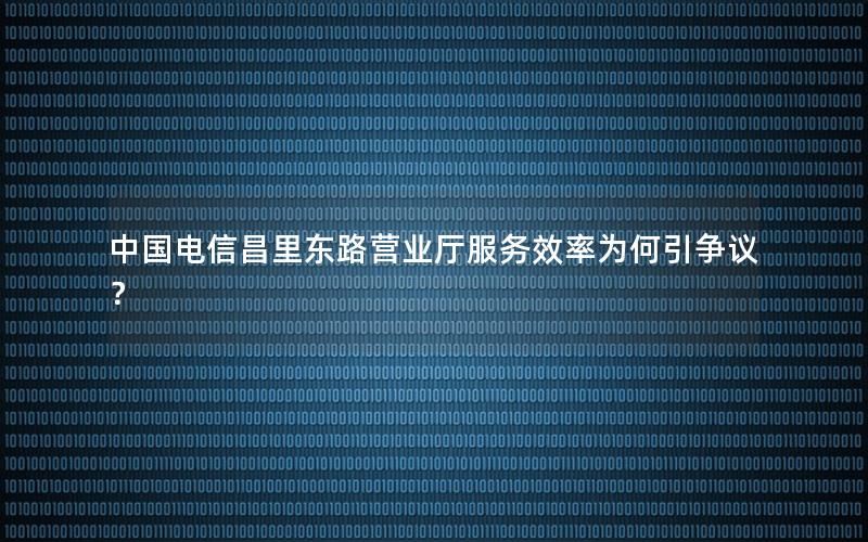中国电信昌里东路营业厅服务效率为何引争议？