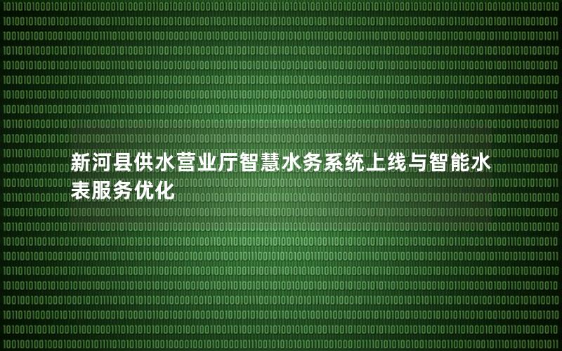 新河县供水营业厅智慧水务系统上线与智能水表服务优化