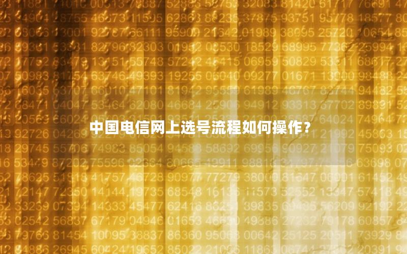 中国电信网上选号流程如何操作？