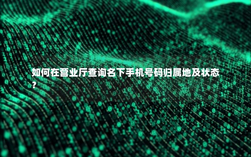 如何在营业厅查询名下手机号码归属地及状态？