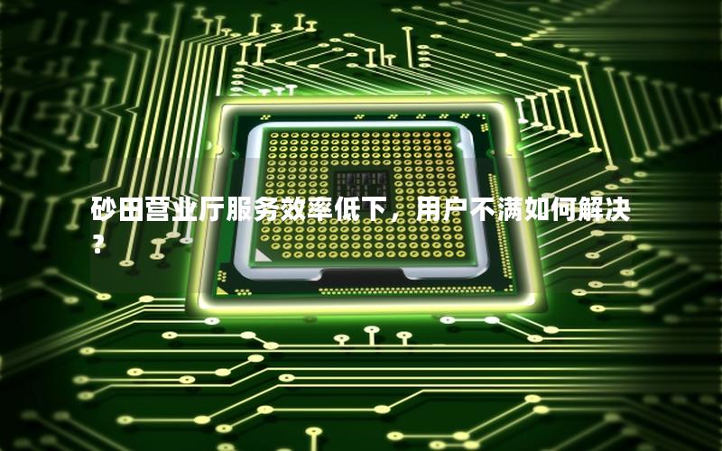 砂田营业厅服务效率低下，用户不满如何解决？