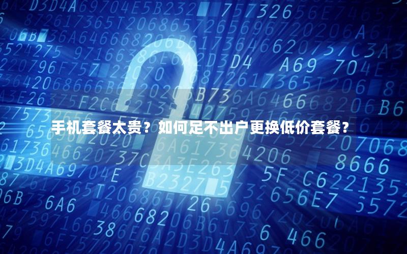 手机套餐太贵？如何足不出户更换低价套餐？