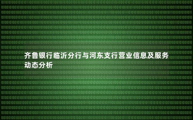 齐鲁银行临沂分行与河东支行营业信息及服务动态分析