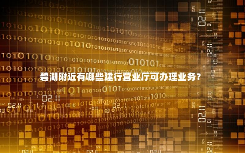 碧湖附近有哪些建行营业厅可办理业务？