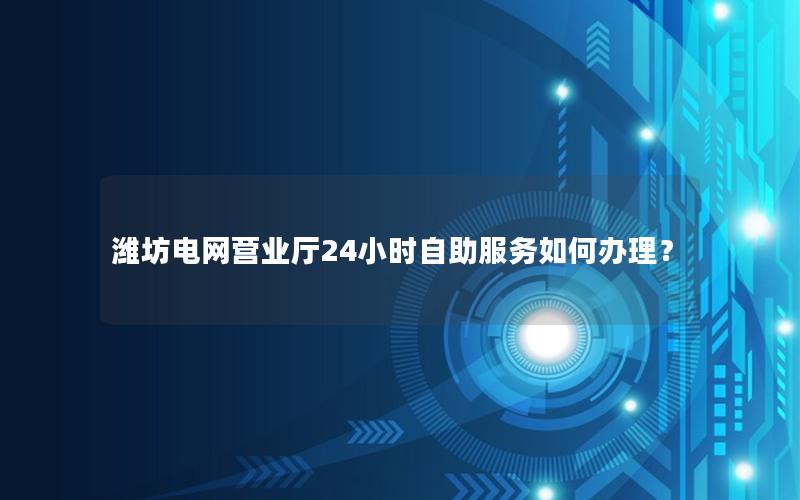 潍坊电网营业厅24小时自助服务如何办理？