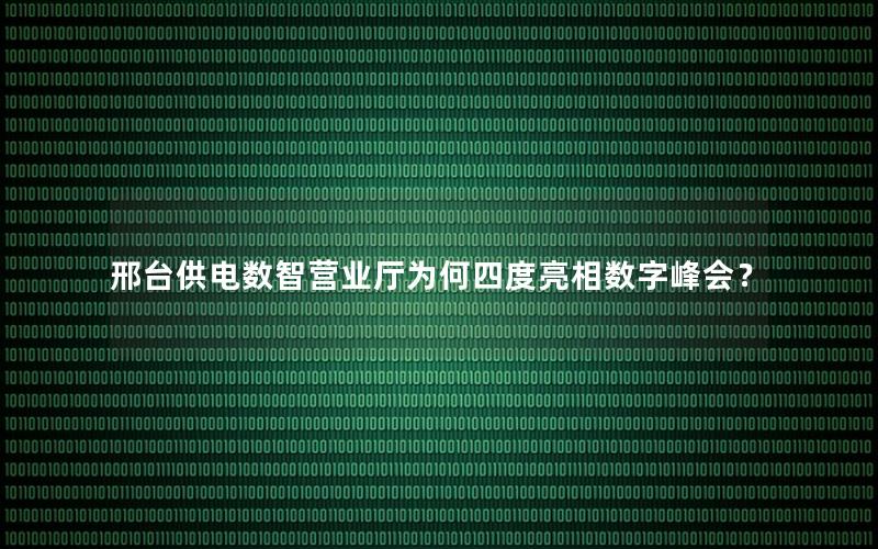 邢台供电数智营业厅为何四度亮相数字峰会？