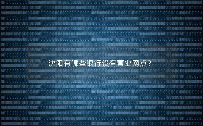 沈阳有哪些银行设有营业网点？