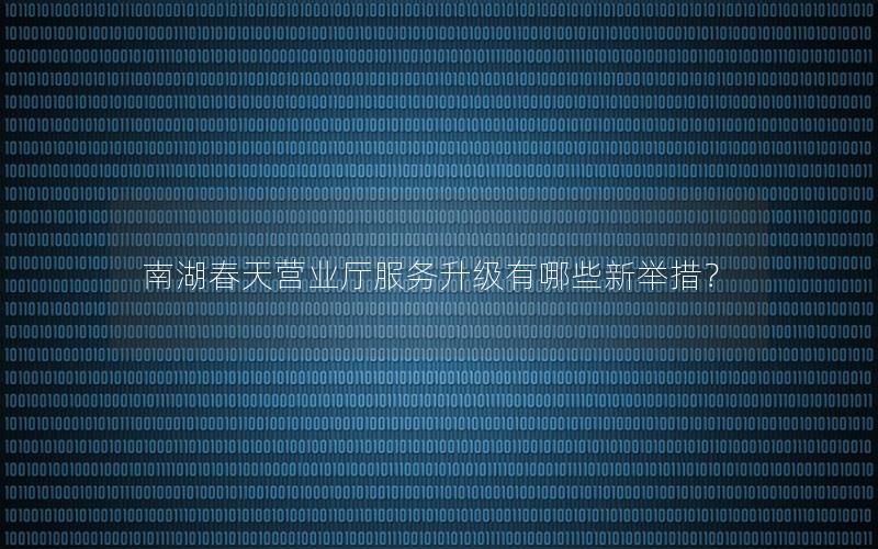 南湖春天营业厅服务升级有哪些新举措？