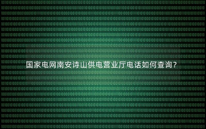 国家电网南安诗山供电营业厅电话如何查询？